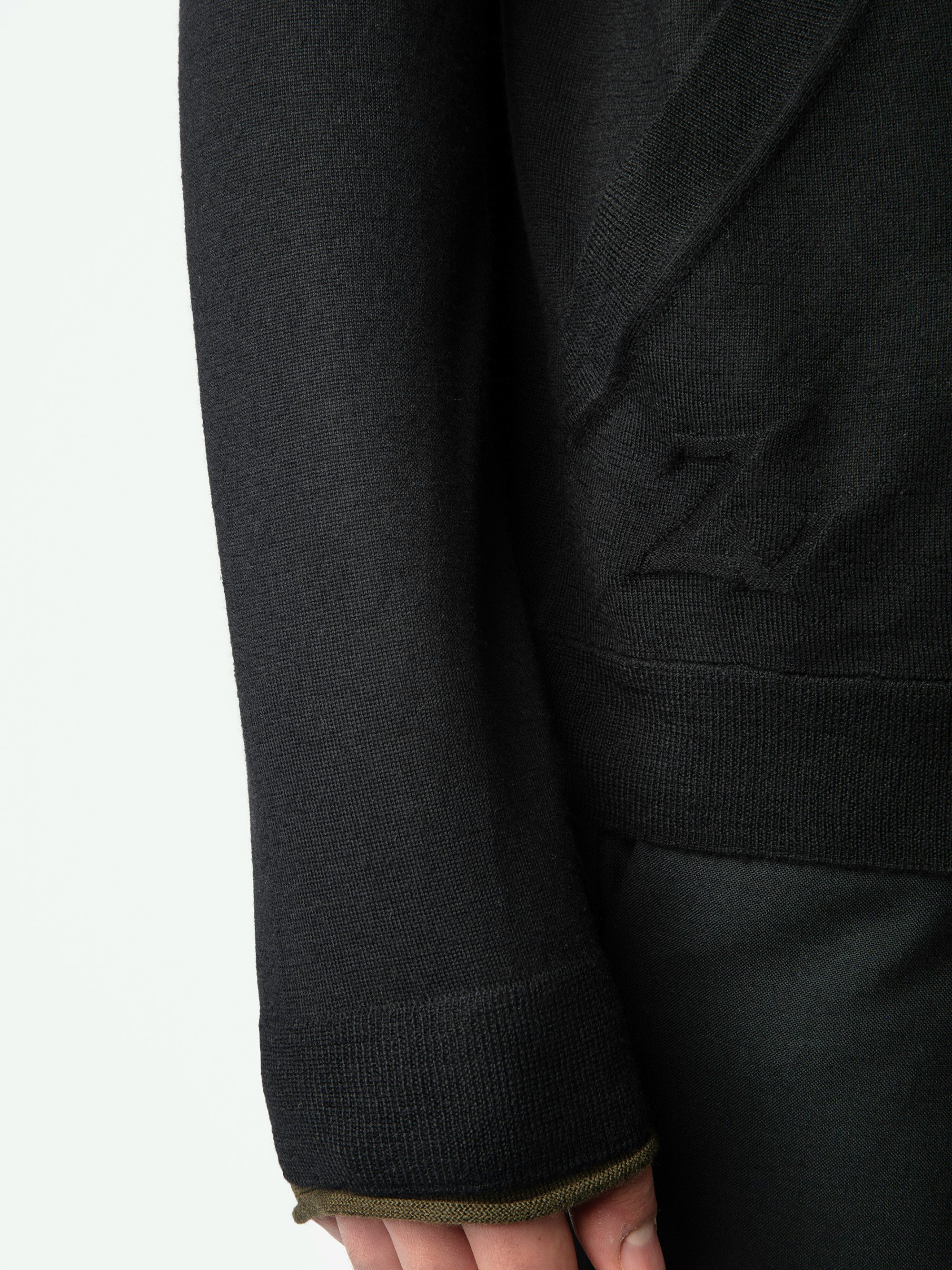 Cardigan Clash 100% Merinowolle - Strickjacke mit Kapuze und Reiàßverschluss.